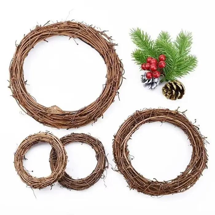 10cm/15cm/20cm cadre en rotin artificiel maison de mariage fête de noël jardin extérieur décor bricolage mariée couronne porte accessoire suspendu