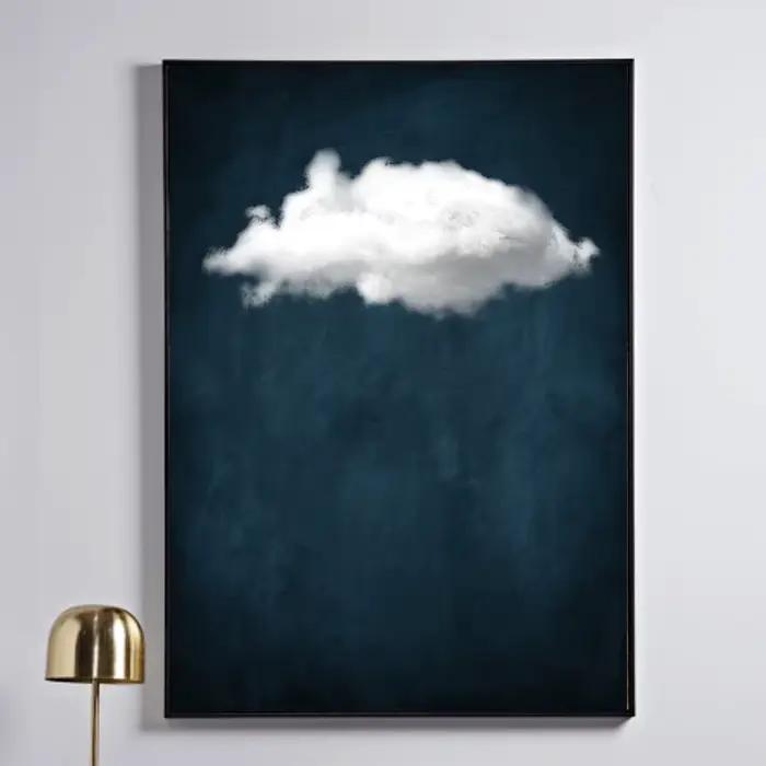 Peinture sur toile minimaliste de nuit d'indigo pour le salon