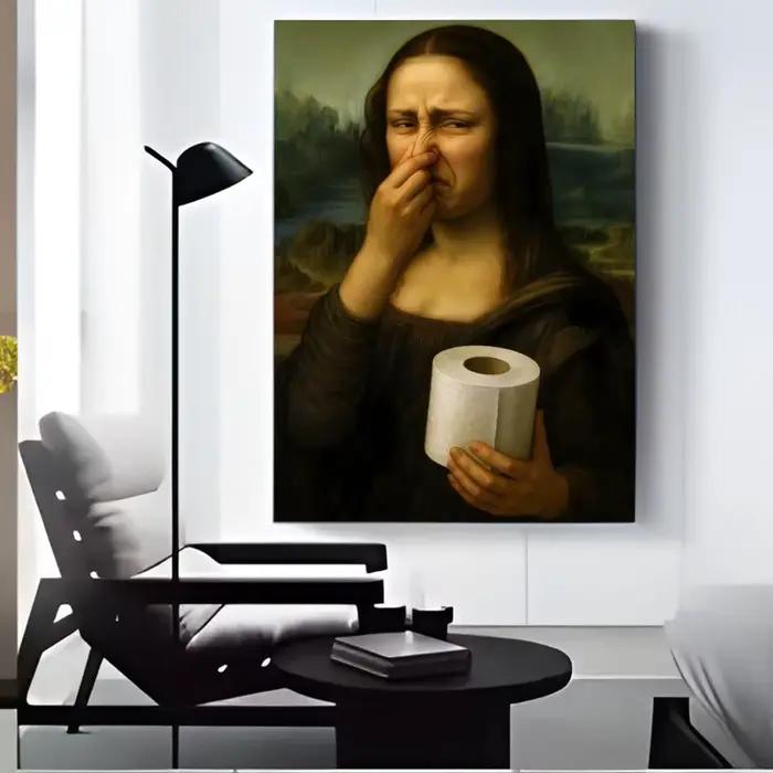 Pièce m-mimiques Mona Lisa couvrant le nez peinture calligraphie toile HD affiche mur Art intérieur couloir décoration de la maison vacances