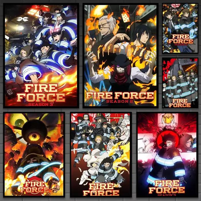 Affiche d'art mural auto-adhésif HD imperméable et polyvalente sur le thème de l'action anime F-Fire Forces