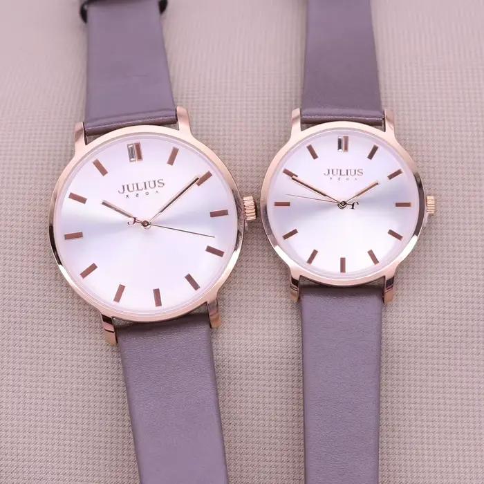 Horloge à Quartz japonaise en cuir véritable, rétro, classique, montre pour hommes, montre pour femme, montre pour hommes, pour Couple, Business, boîte Julius, cadeau pour amoureux
