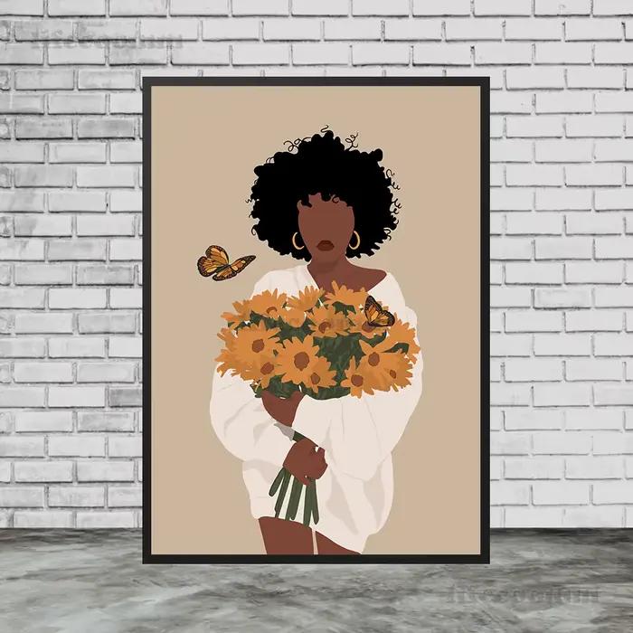 Affiche d'art de fille noire et impression