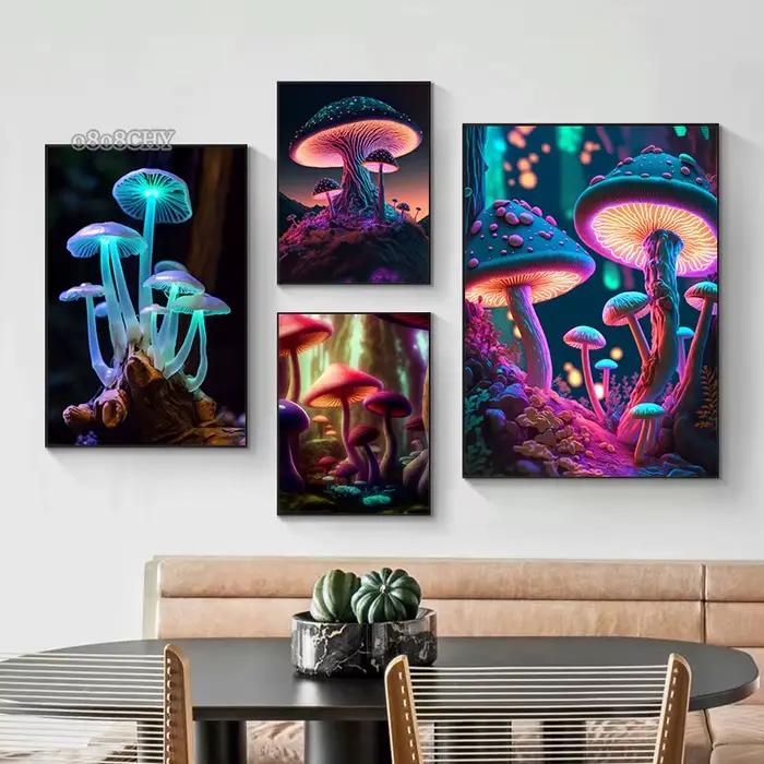 Champignons magiques toile impression affiches