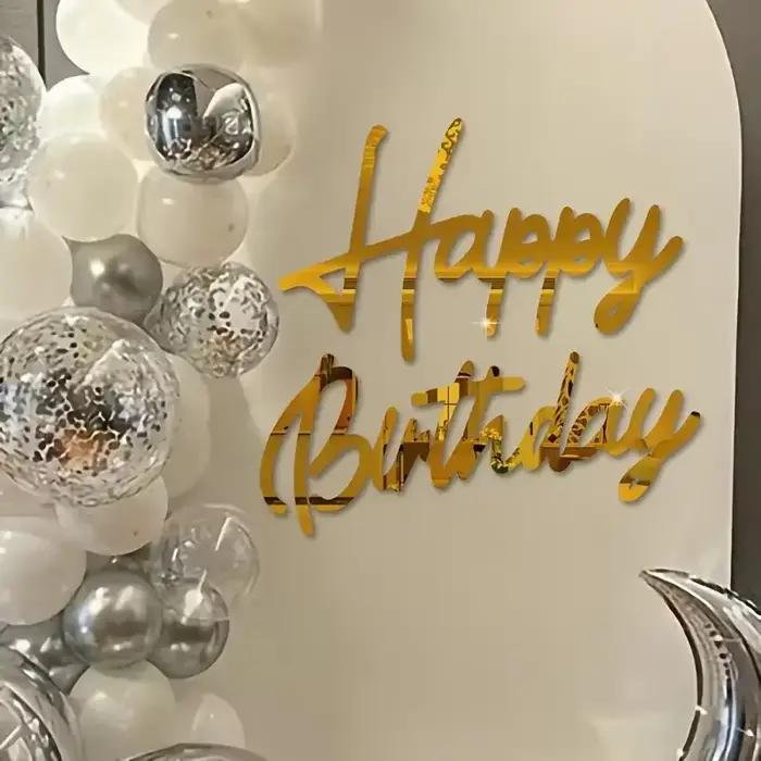 Autocollant mural en acrylique « Joyeux Anniversaire » pour la décoration de chambre