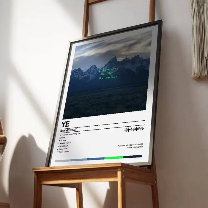 Kanye West Ye Bully Poster Album Art Cover Songs Music Rap Wall Autocollant en papier imperméable pour décoration murale de salon et de maison