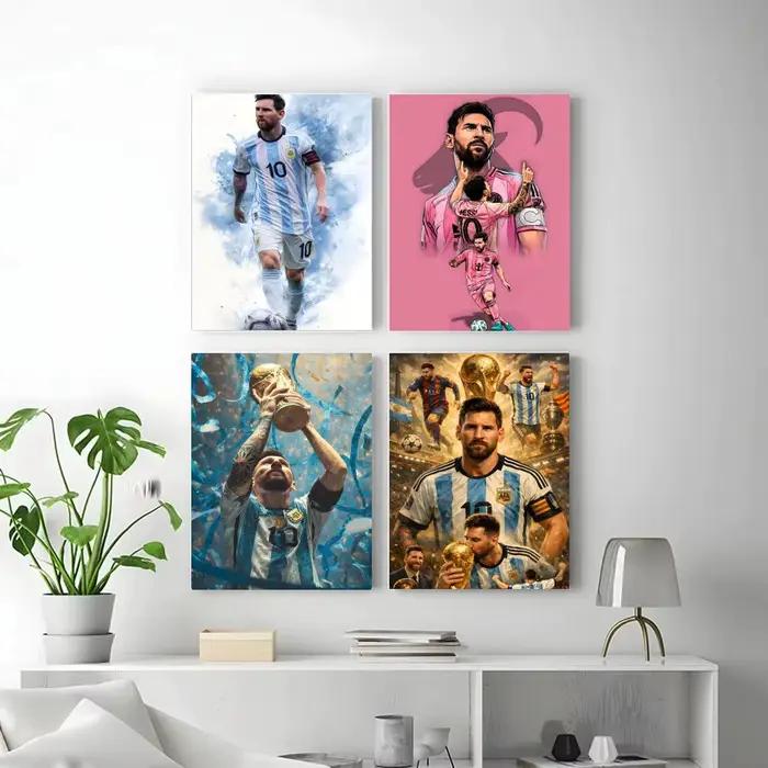 Affiche autocollante en papier imperméable pour athlète L-Lionel Messi