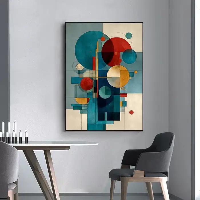 Affiches de Composition géométrique bleue abstraite et impression