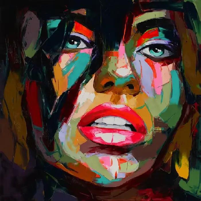 Artcozy Francoise Nielly couteau Spray toile peinture abstraite Portrait visage peinture à l'huile Figure mur Art photos décoration de la maison