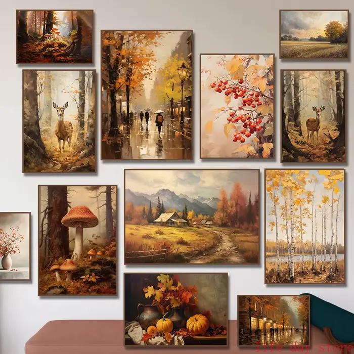 Peinture sur toile champêtre d'automne