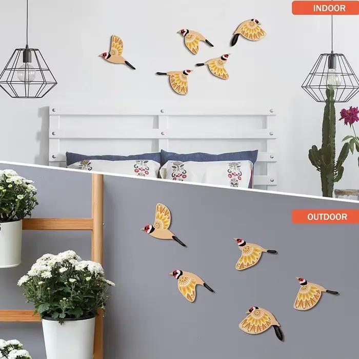 Décoration murale en bois d'oiseaux volants noirs