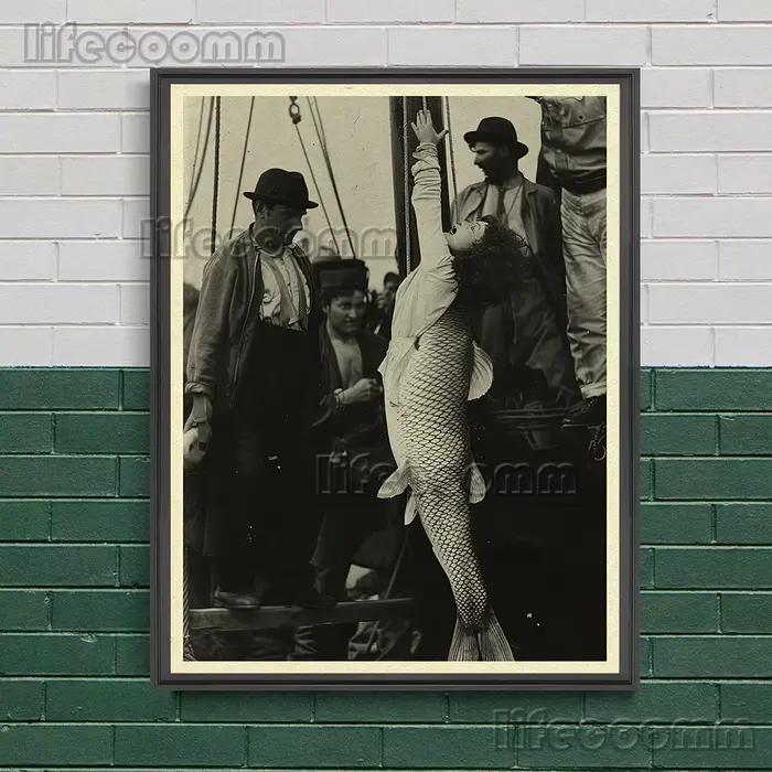 Affiche d'art de photographie de sirène d'horreur vintage