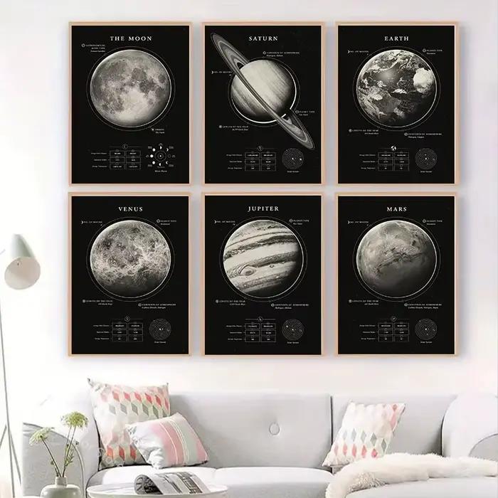 Affiche de Communautés ètes et de Couches, Impressions de Lune, Astronomie, Grain de Espace, Vénus, Terre, JupClaSaturn, Décor de Salle, Maison, Club, Art, Peinture Murale