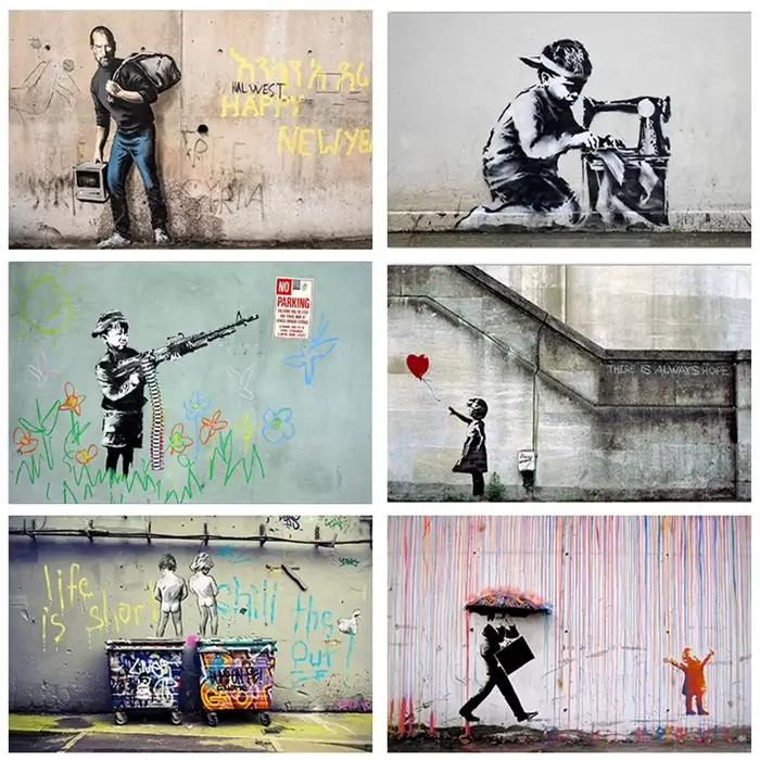 Banksy-Affiche murale avec graffiti