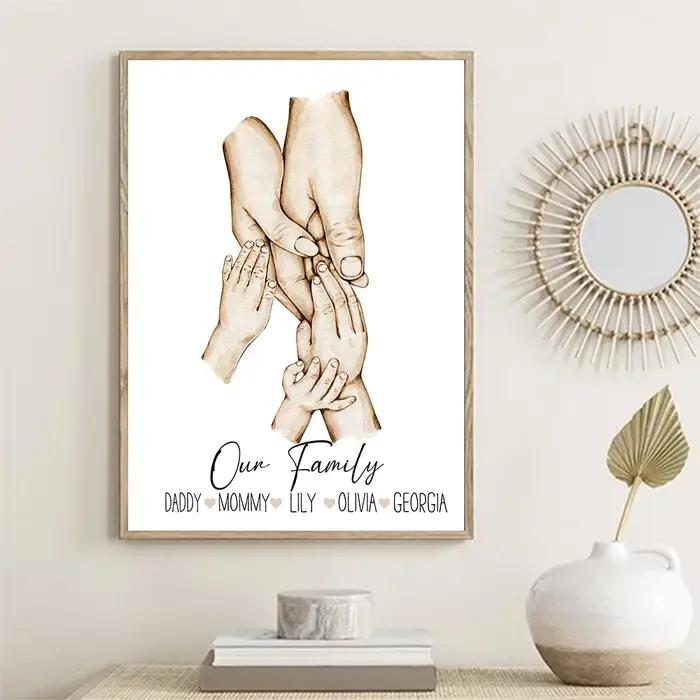 Affiches d'art mural minimalistes de peinture de toile de famille
