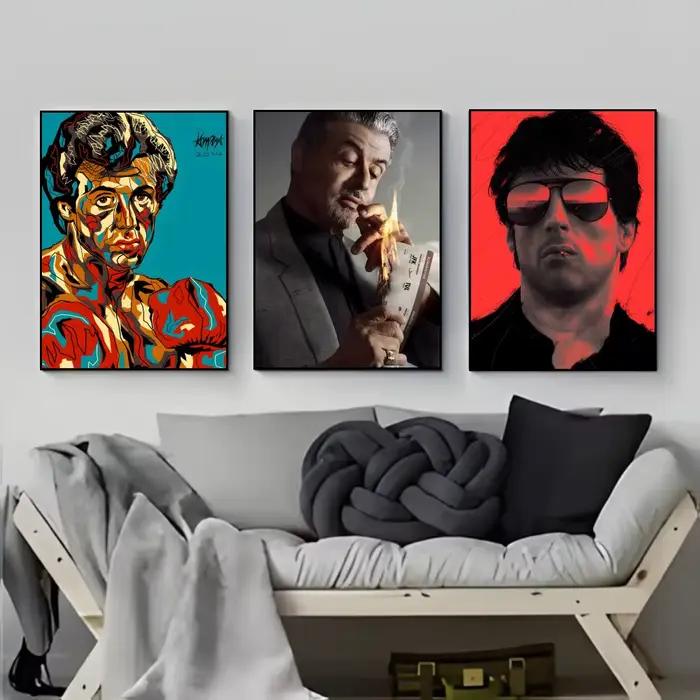 Affiche de style artistique de film « Gritty Action S-Sylvester Stallone Boxing Legend » HD, autocollant mural imperméable, décoration pour bar, salon, cadeau