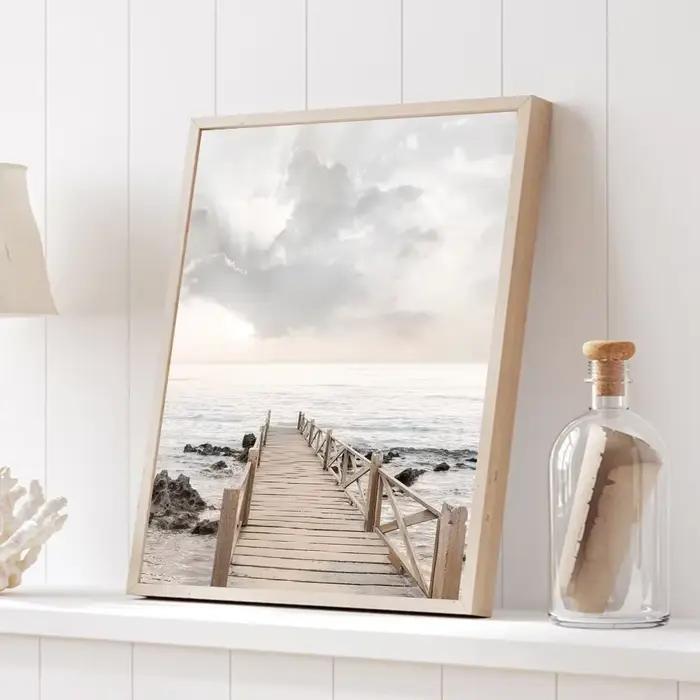Peinture sur toile de pont de lac de mer