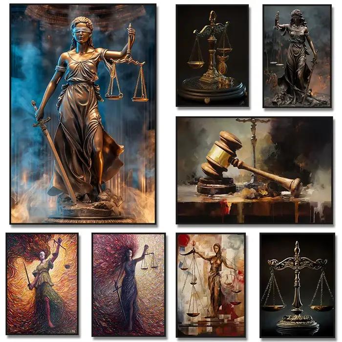 Affiches d'art abstrait sur le thème de la Balance de la Justice et de la Déesse
