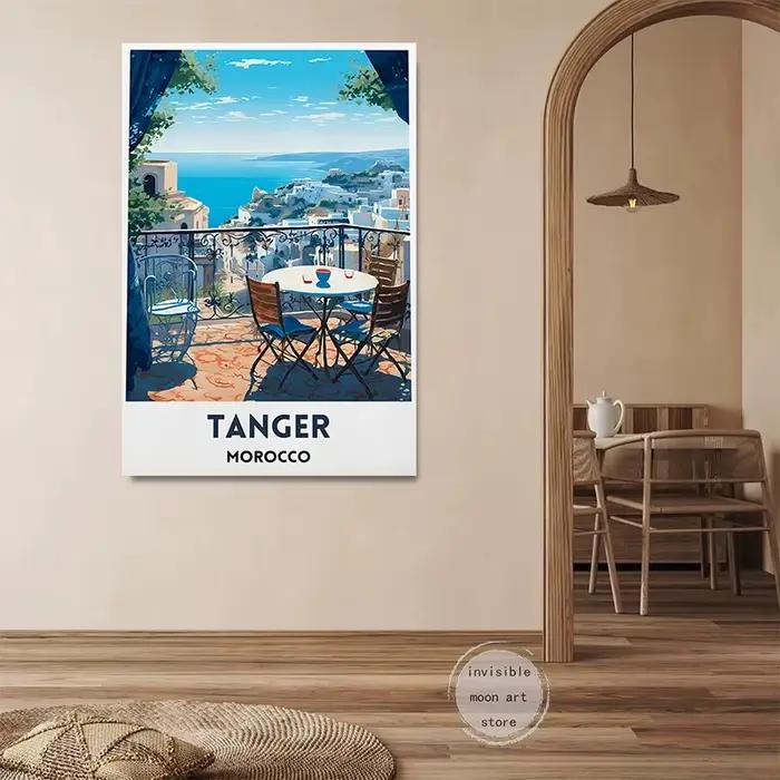 Affiche d'art de voyage marocain Casablanca Marrakesh Fes