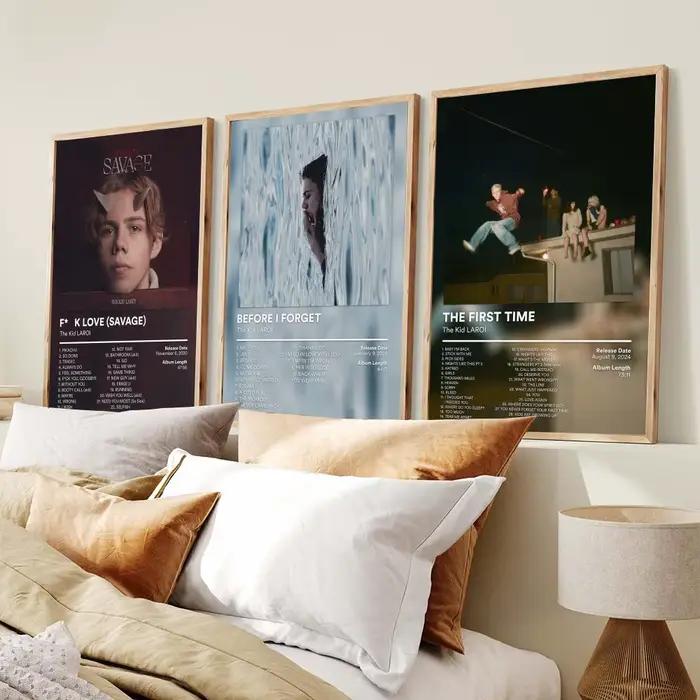 Singrer T-The Kid LAROI - Peinture d'album musical, calligraphie, art mural esthétique moderne, impression tendance pour chambre à coucher, décoration intérieure, cadeau
