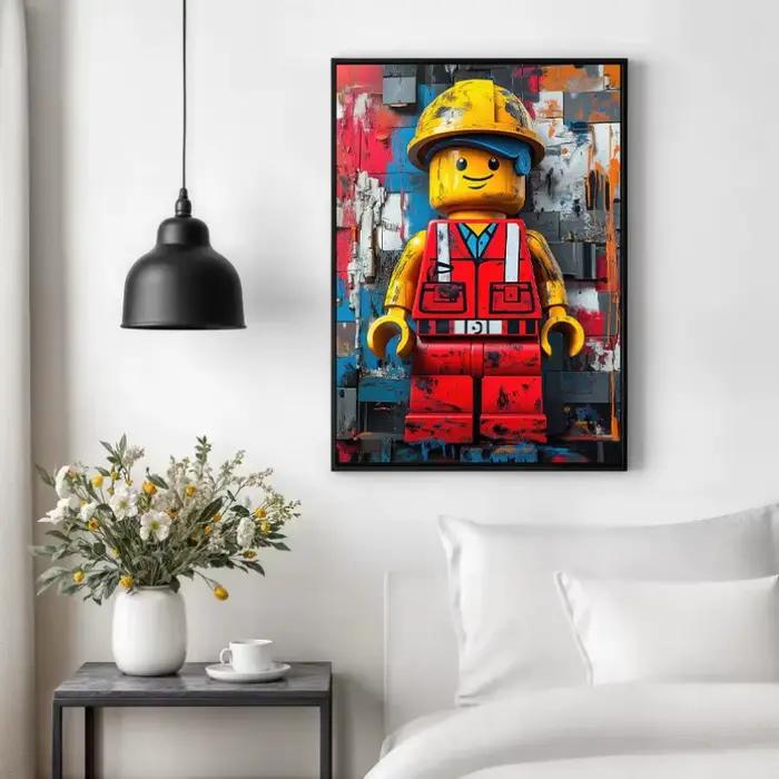 Affiche Graffiti Hipster Moderne Colorée avec Figurines Lego
