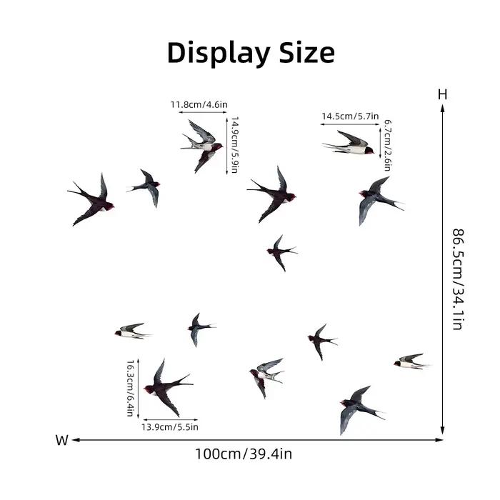 Autocollants muraux d'oiseaux d'hirondelles multiples d'interconnexion