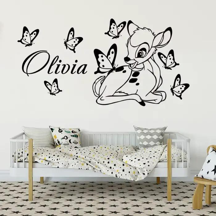 Bambi autocollant mural personnalisé nom de bébé