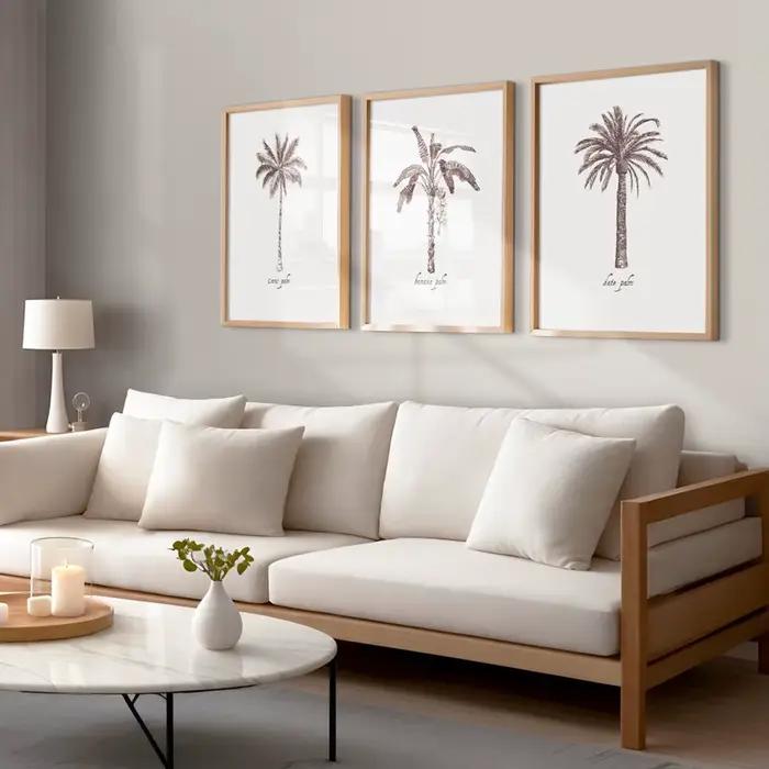 Lot de 3 tableaux sur toile Thème Palmiers et Côtier