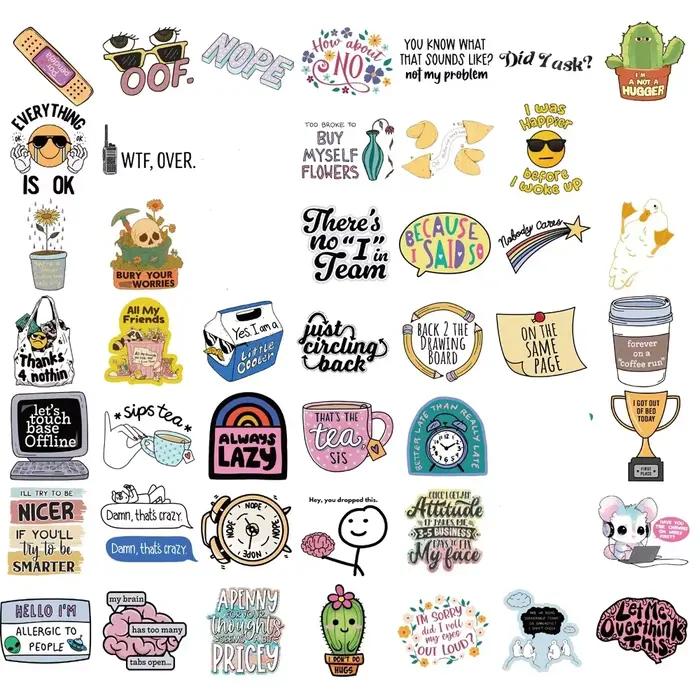 Autocollant sarcastique esthétique Kawaii Scrapbook Graffiti décoration ordinateur portable bagages téléphone
