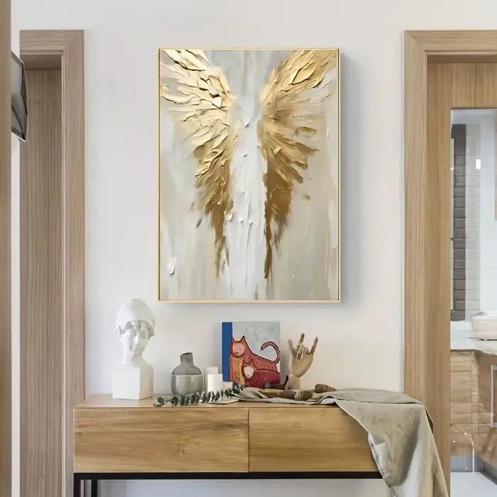Peinture sur toile imprimée ailes dorées