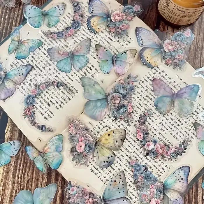 30 pièces papillon fleur thème bricolage autocollants décoratifs Pack