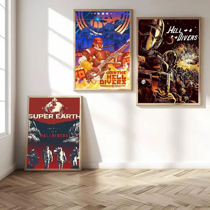 Affiche murale vintage Game H-Helldivers