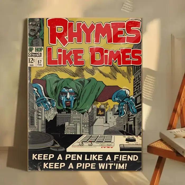 Affiche version bande dessinée du rappeur MF DOOM