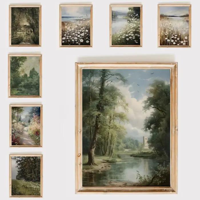 Vintage campagne mur Art impression rétro rustique printemps vues naturelles toile peinture paysage affiche photo décor à la maison