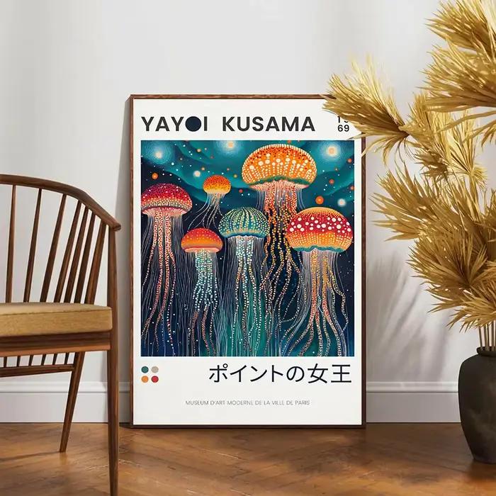 Yayoi Kusama affiche sur toile méduse Art