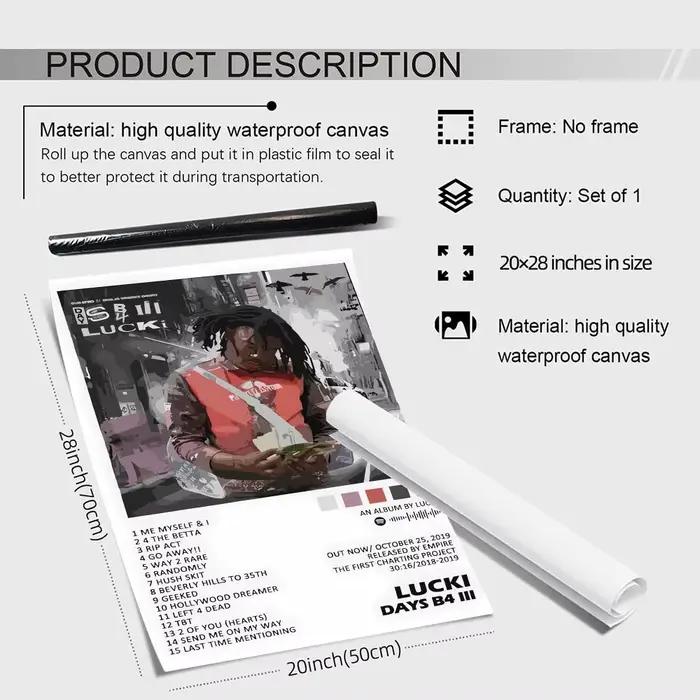 Pop Rap L_LUCKI Album HD lin toile affiche mur Art imprime pour salon chambre bureau décoration de la maison cadeau