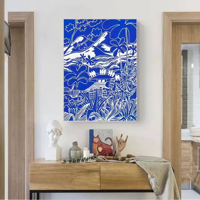 Affiche d'art mural simple bleu Klein abstrait