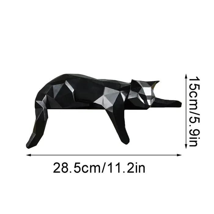 Statue de chat noir et blanc - Figurine décorative géométrique moderne pour la maison