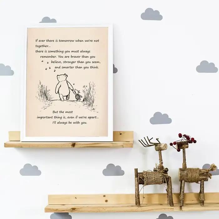 Affiche imprimée décor de pépinière si jamais il y a demain dessin animé Art toile peinture pour chambre d'enfants Winnie l'ourson citation Vintage
