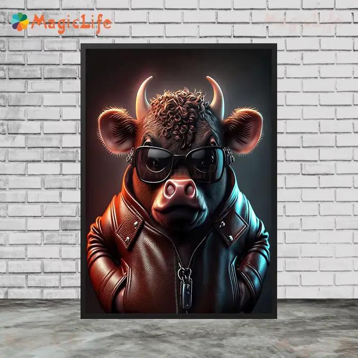 Cool Cow Like A Human Art Poster