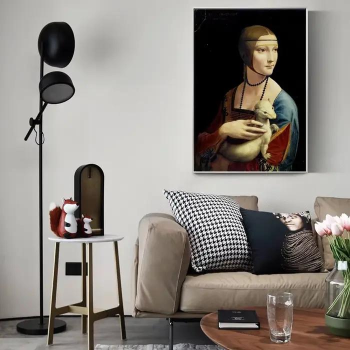 La dame avec une Ermine toile Art peintures reproductions sur le mur par Leonardo Da Vinci célèbre