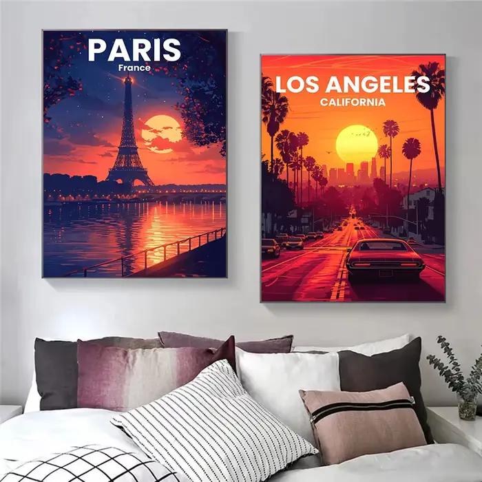 Affiche d'art moderne pour villes de voyage