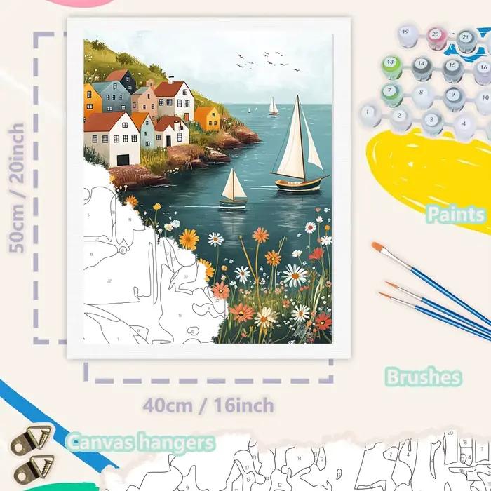 SDOYUNO – peinture par numéros, paysage de ville méditerranéenne, peinture acrylique, kits de dessin par numéros, décorations murales pour la maison, cadeau à faire soi-même