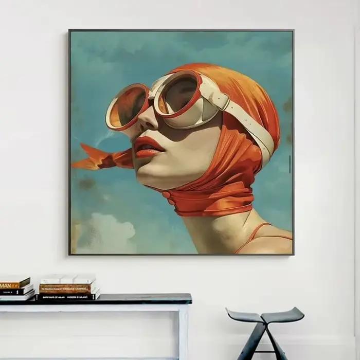 Surréalisme femme Portrait toile peinture mur Art merveilleux fantaisie poisson et fille affiche imprime pour salon décor à la maison