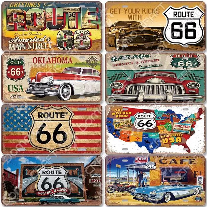 Planner Route 66 Metal Plate for Garage Bar