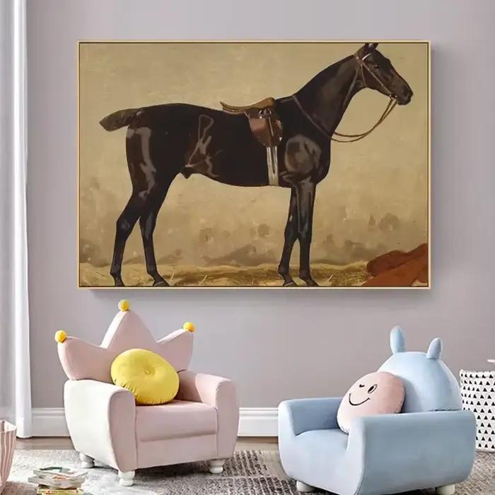 Affiche d'illustration d'art de cheval Vintage, peinture sur toile équestre, imprimés d'art mural, image pour salon rustique, décoration de la maison