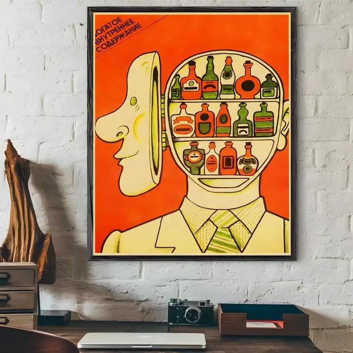 Affiche d'art rétro antialcool soviétique