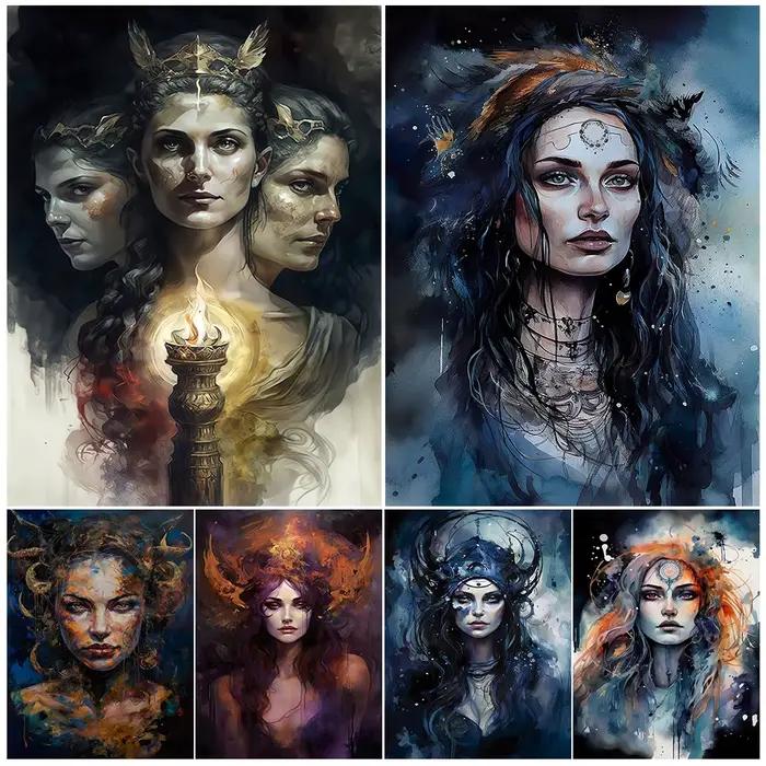 Lilith Goddess of Night and Calming Hekate Portrait Wall Art