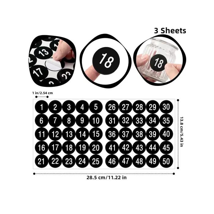 3 autocollants numérotés