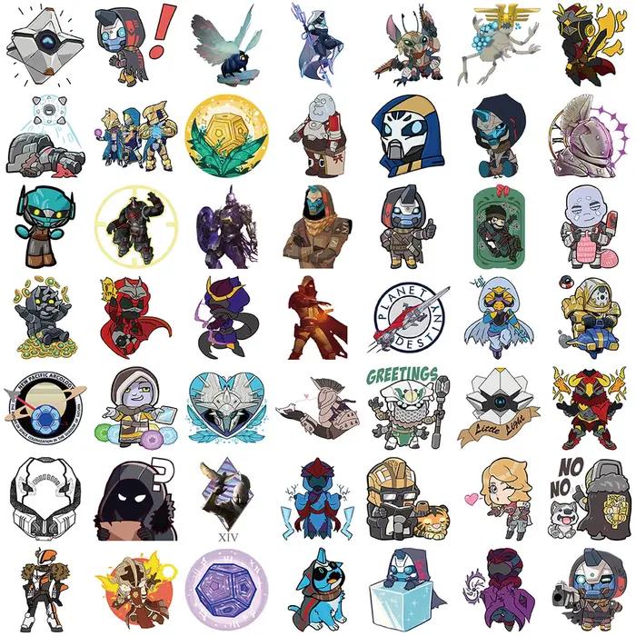 50 pièces amusant dessin animé destin 2 Graffiti autocollants Scrapbooking Collage matériel coques de téléphone guitare cahiers bricolage décoratif