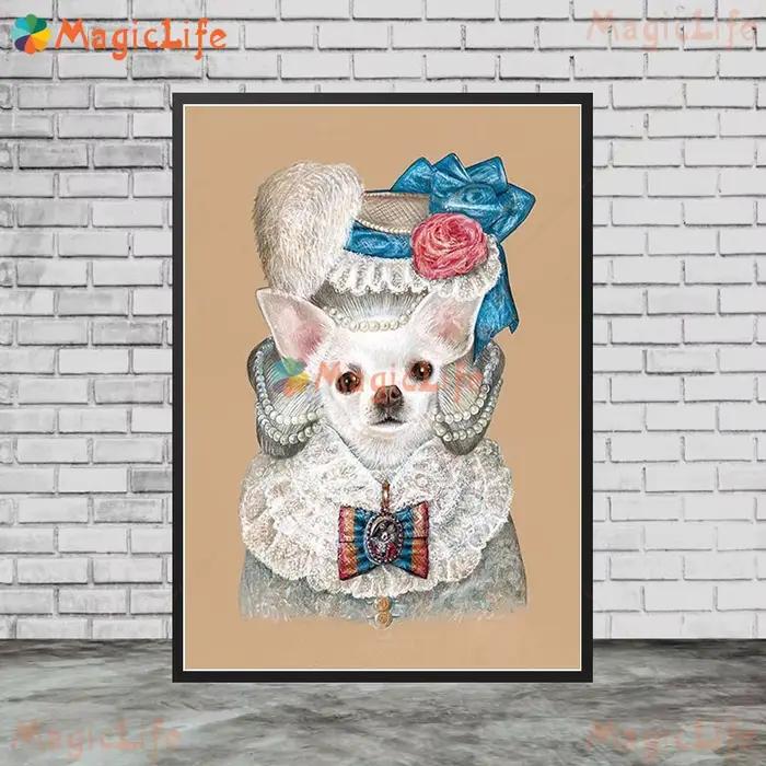 Dessin animé drôle chien habiller Portrait animaux affiches photos murales pour salon nordique affiche mur Art toile peinture sans cadre